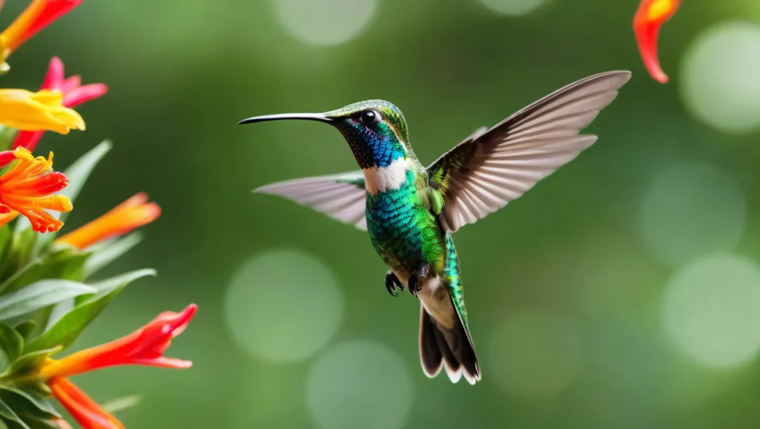 Dazzling Encounter: Hummingbird’s Floral Feast!