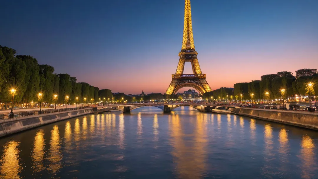 Đêm huyền ảo dưới ánh đèn của tháp Eiffel