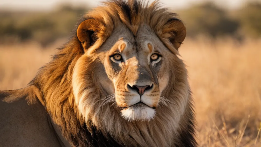 La majestuosidad del león macho en la naturaleza salvaje