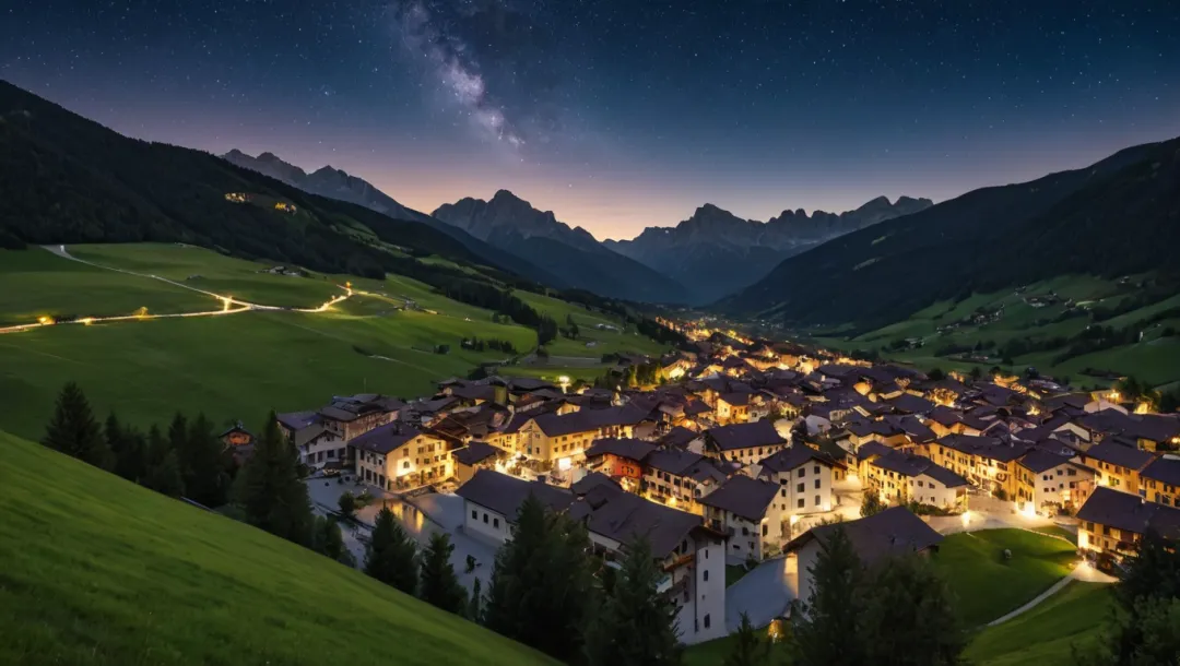 La luna se cierne sobre el Tirol del Sur