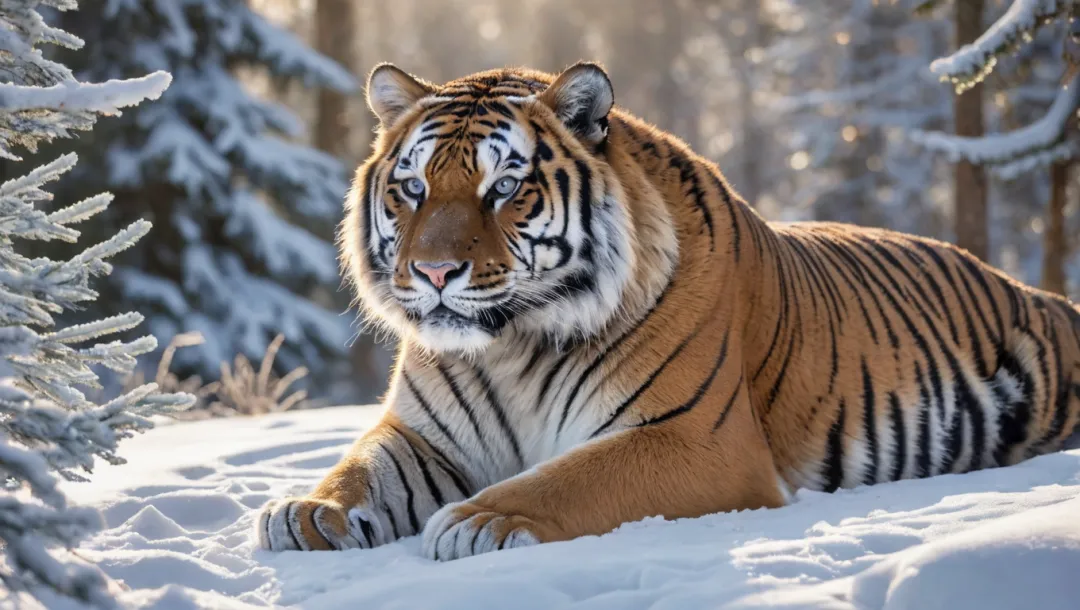 El majestuoso tigre siberiano en la nieve