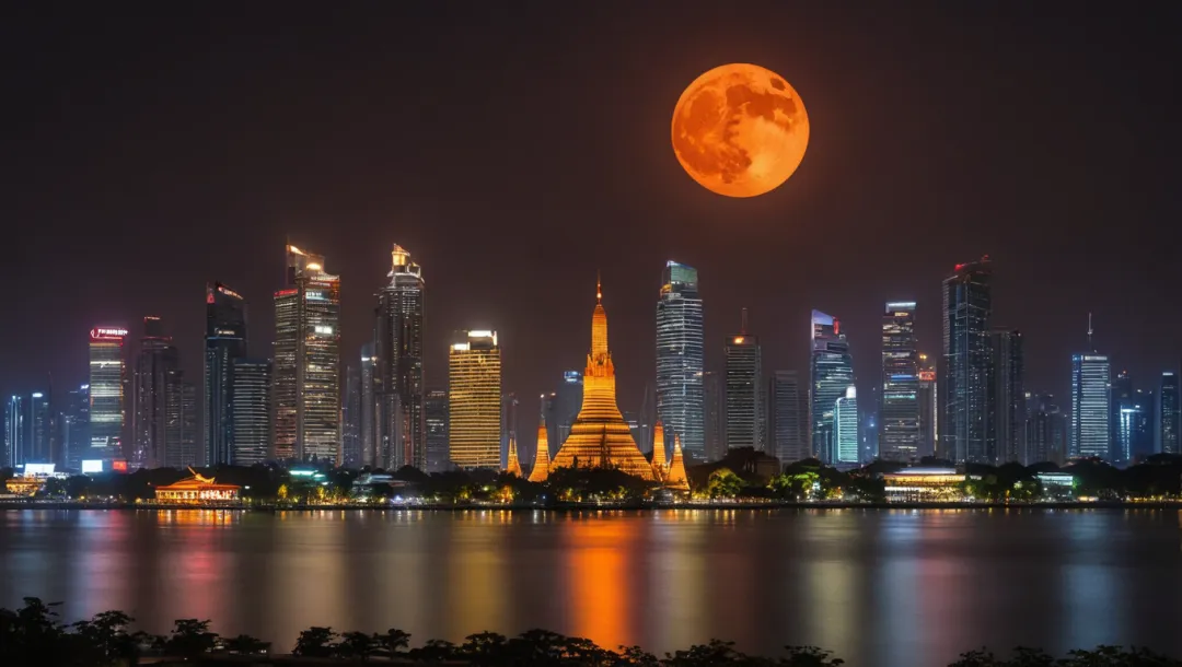 Bloody Moon Dazzles in Bangkok Sky