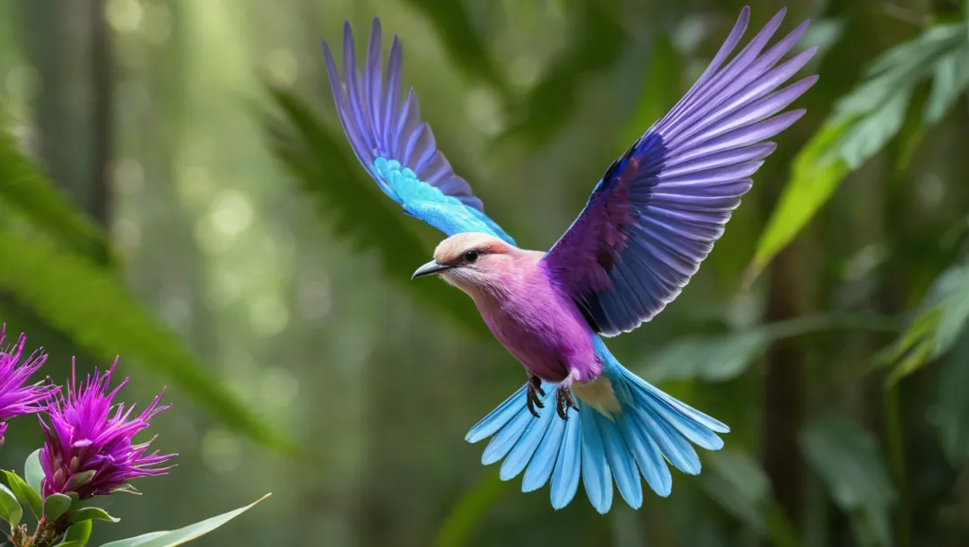 Keindahan Burung Roller Berkepak Ungu Seperti Lukisan