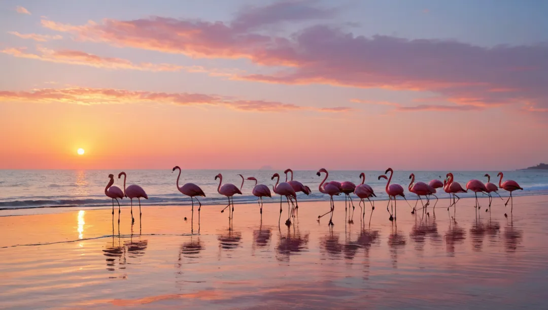 Majestic Flamingos Grace the Mediterranean