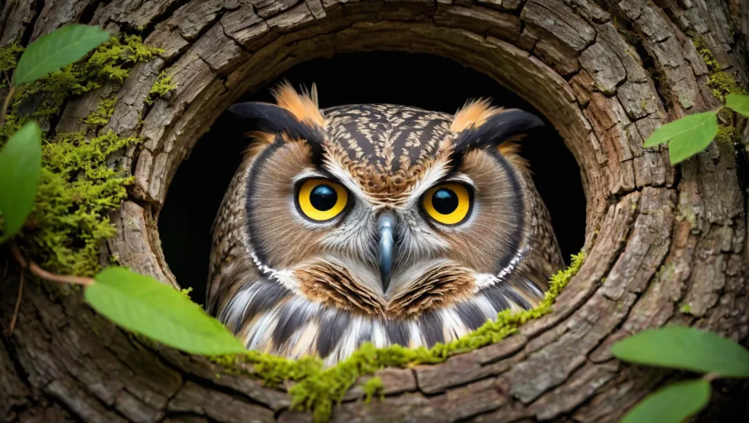 Mysterious Owl’s Tree Hollow Home