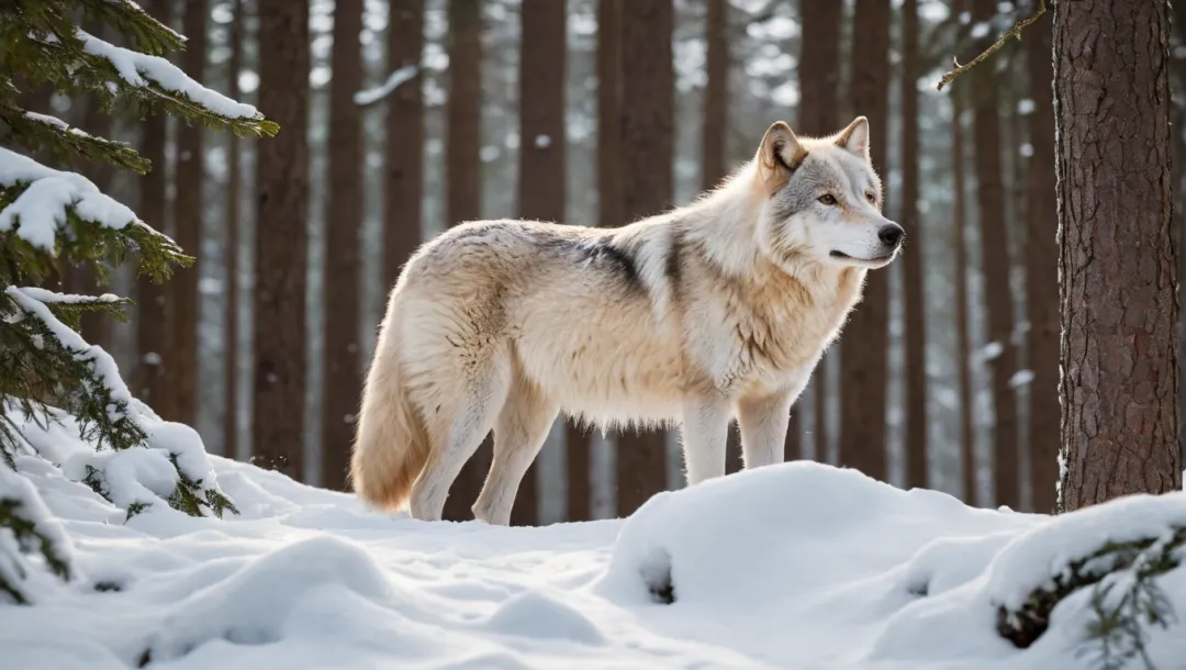 La majestuosa aparición de un lobo en la nieve