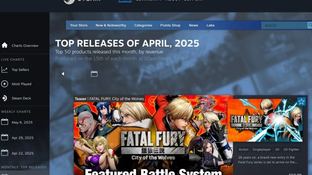 Steam Revamps Monthly Top Game Charts